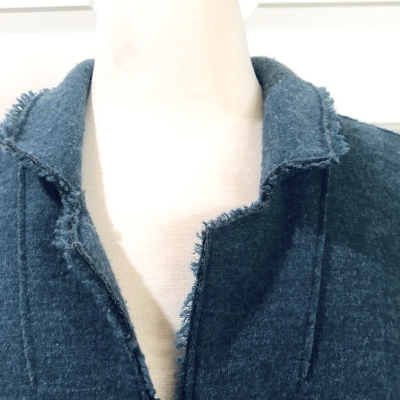 Eileen Fisher Boiled Wool Pockets Teal Color Jacket Coat Size Large - Picture 3 of 14